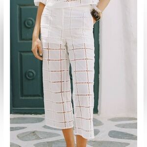 Zara White Eyelet Capris